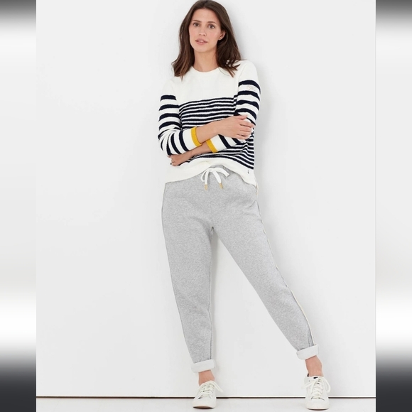 Joules Women's Chenille Sweater, White‎ and Navy Stripe, Yellow, Size 8 - Picture 4 of 13